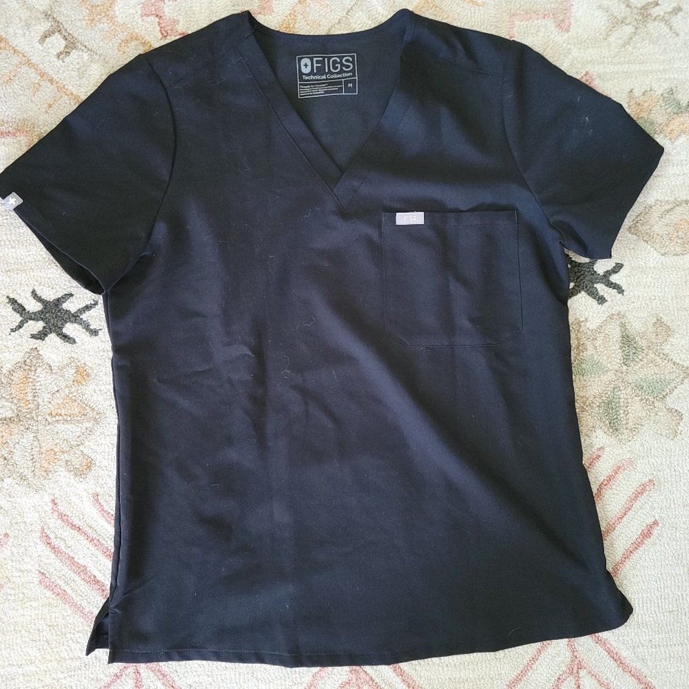 Figs Catarina Scrub Top Black Medium